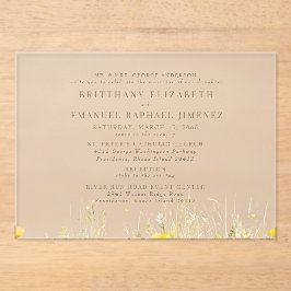 Gelbe Wildblume Eltern 2 Veranstaltungsort Hochzei Acryleinladungen