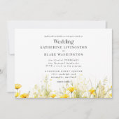 Gelbe Wildblume farbenfroh keine Eltern Hochzeit Einladung (Vorderseite)