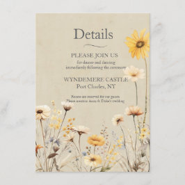 Gelbe Wildblume Hochzeit Begleitkarte