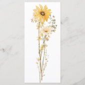 Gelbe Wildblume Hochzeit Menükarte (Rückseite)