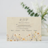 Gelbe Wildblume Hochzeit RSVP Karte (Stehend Vorderseite)