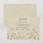 Gelbe Wildblume Hochzeit RSVP Karte (Vorne/Hinten)