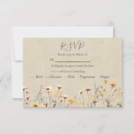 Gelbe Wildblume Hochzeit RSVP Karte