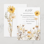 Gelbe Wildblume Hochzeit RSVP Karte (Vorne/Hinten)