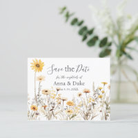 Gelbe Wildblume Hochzeit speichern Sie das Datum