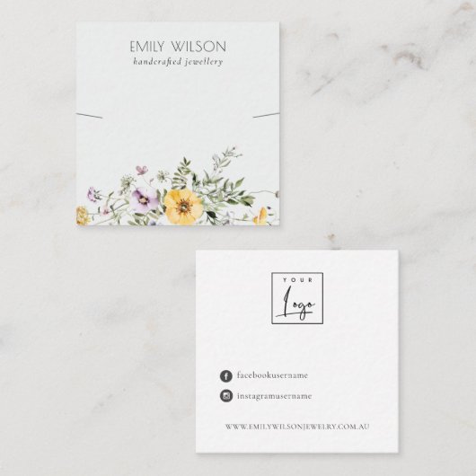 Gelbe Wildblume Lilac Necklace Band Template Quadratische Visitenkarte (Vorne/Hinten)