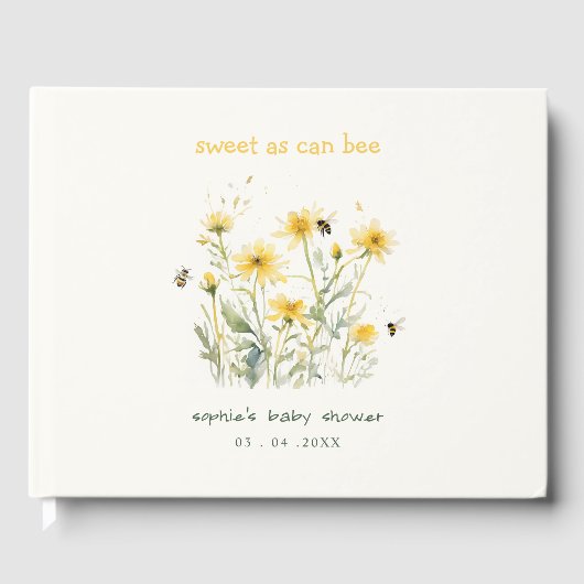 Gelbe Wildblume süß als bienenneutrale Babydusche Gästebuch (Vorderseite)