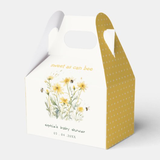 Gelbe Wildblume süß als bienenneutrale Babydusche Geschenkschachtel (Vorderseite)