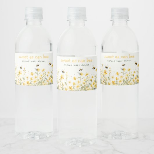Gelbe Wildblume süß als bienenneutrale Babydusche Wasserflaschenetikett (Flaschen)