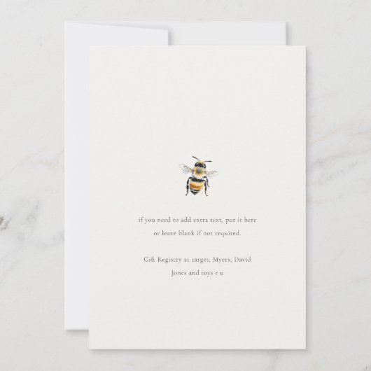 Gelbe Wildblume süß wie Babydusche Einladung (Rückseite)