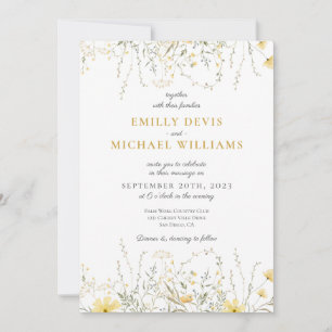 Gelbe Wildblume Wasserfarbe Einladung Hochzeit