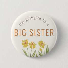 Gelbe Wildblume wird eine große Schwester Button