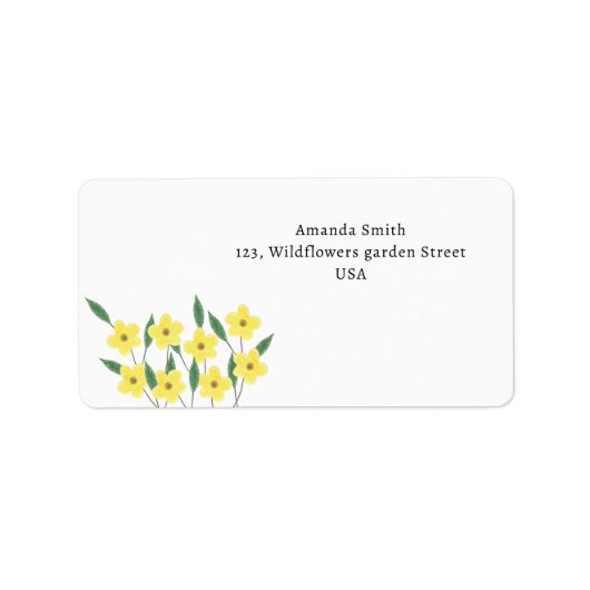 Gelbe Wildblumen Adressaufkleber (Vorne)