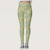 Gelbe Wildblumen auf grünen Leggings (Vorderseite)