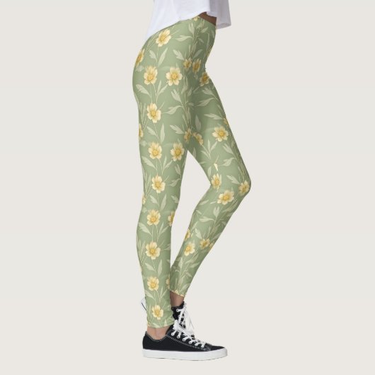 Gelbe Wildblumen auf grünen Leggings (Rechts)