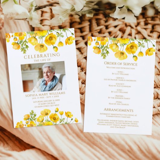 Gelbe Wildblumen Beerdigungsauftrag Programm