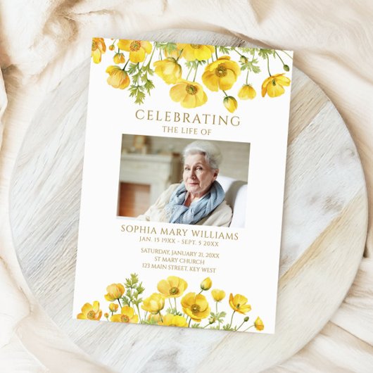 Gelbe Wildblumen Beerdigungsauftrag Programm