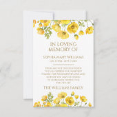 Gelbe Wildblumen Beileid-Speicher dank Karte (Vorderseite)