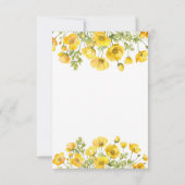 Gelbe Wildblumen Beileid-Speicher dank Karte (Rückseite)