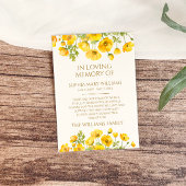 Gelbe Wildblumen Beileid-Speicher dank Karte