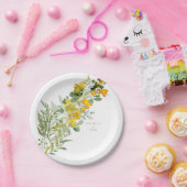 Gelbe Wildblumen Blattpaare Hochzeit Pappteller (Party)