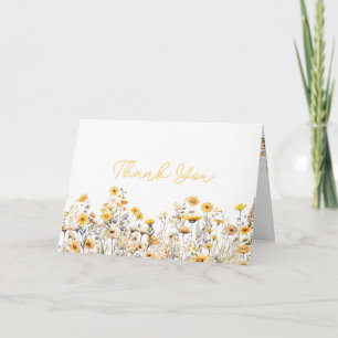 Gelbe Wildblumen Boho-Baby-Shower-Dankeschön Karte