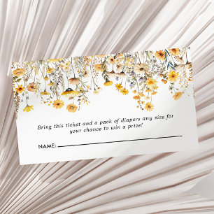 Gelbe Wildblumen Boho Baby Shower Windel-Raffle Begleitkarte