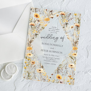 Gelbe Wildblumen Boho Hochzeit Acryleinladungen