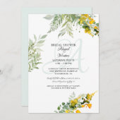 Gelbe Wildblumen Brautparty Einladung (Vorne/Hinten)