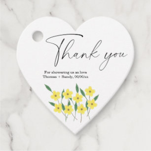 Gelbe Wildblumen Danke, Baby Dusche Party Geschenkanhänger