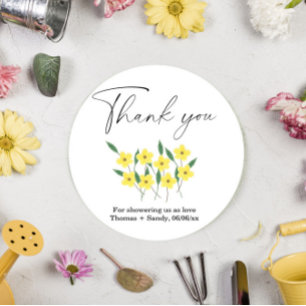Gelbe Wildblumen Danke Baby Shower-Party Runder Aufkleber