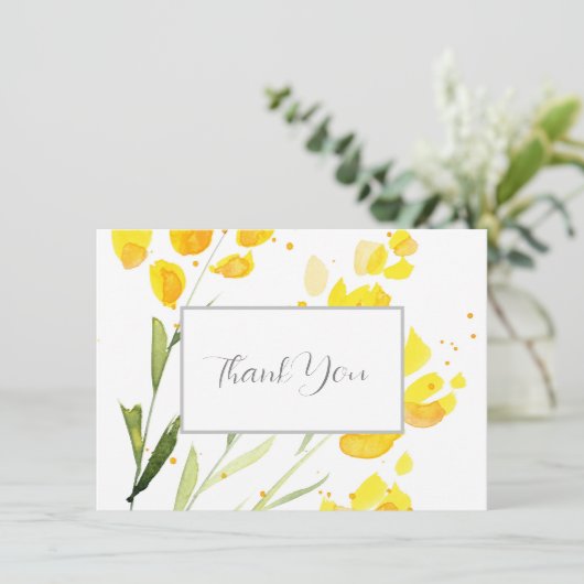 Gelbe Wildblumen Dankeskarte (Stehend Vorderseite)