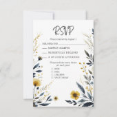 Gelbe Wildblumen Eleganter QR-Code Hochzeit RSVP Karte (Vorderseite)
