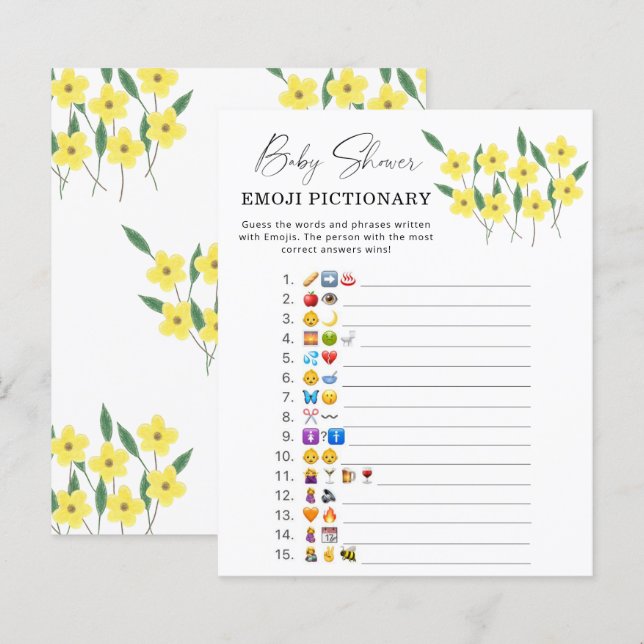 Gelbe Wildblumen \ Emoji-Piktospiel (Vorne/Hinten)