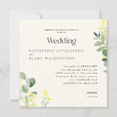 Gelbe Wildblumen Eukalyptus Square Wedding II Einladung (Vorderseite)
