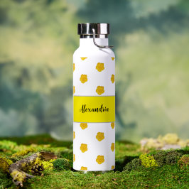 Gelbe Wildblumen-Foto-Monogramm-Name Trinkflasche