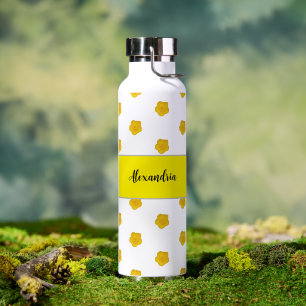 Gelbe Wildblumen-Foto-Monogramm-Name Trinkflasche
