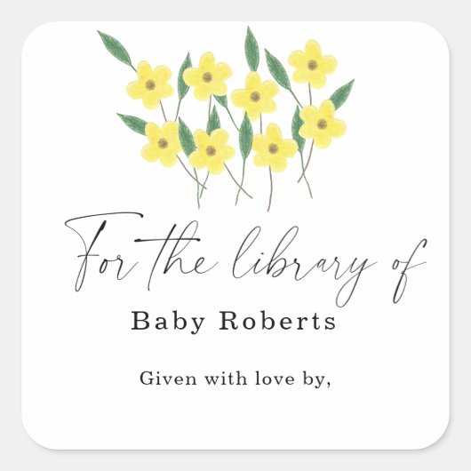 Gelbe Wildblumen - für die Bibliothek Quadratischer Aufkleber (Vorderseite)