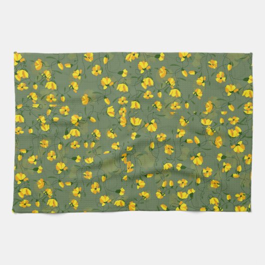 Gelbe Wildblumen Geschirrtuch (Horizontal)