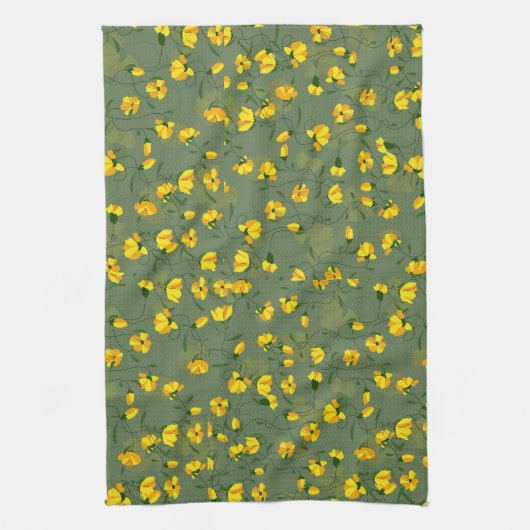 Gelbe Wildblumen Geschirrtuch (Vertikal)