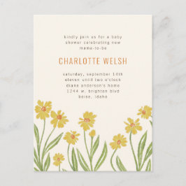 Gelbe Wildblumen Geschlechtsneutrale Babydusche Postkarte