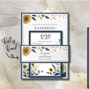 Gelbe Wildblumen Hochzeit Einladungsbanderole