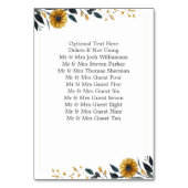 Gelbe Wildblumen Hochzeit Tischnummer (Rückseite)