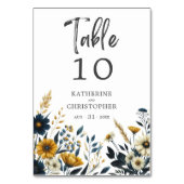 Gelbe Wildblumen Hochzeit Tischnummer (Vorderseite)