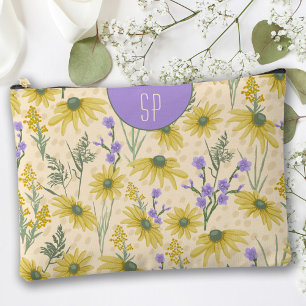 Gelbe Wildblumen Mit Monogramm Zubehörtasche