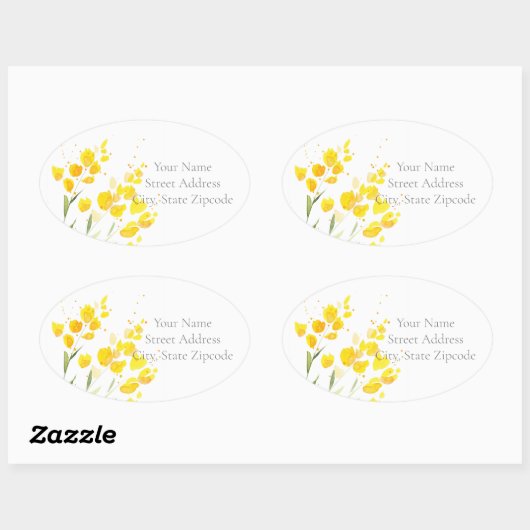 Gelbe Wildblumen Ovaler Aufkleber (Blatt)