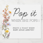 Gelbe Wildblumen Pop, wenn sie Pop Schaumweinetikett (Einzelnes Label)