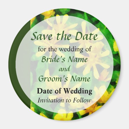 Gelbe Wildblumen Save the Date Magnet (Vorne)