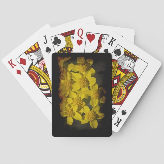 Gelbe Wildblumen Schwarzer Rand Spielkarten (Rückseite)