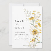 Gelbe Wildblumen-Sonnenblumen-Hochzeit Save The Date (Vorderseite)